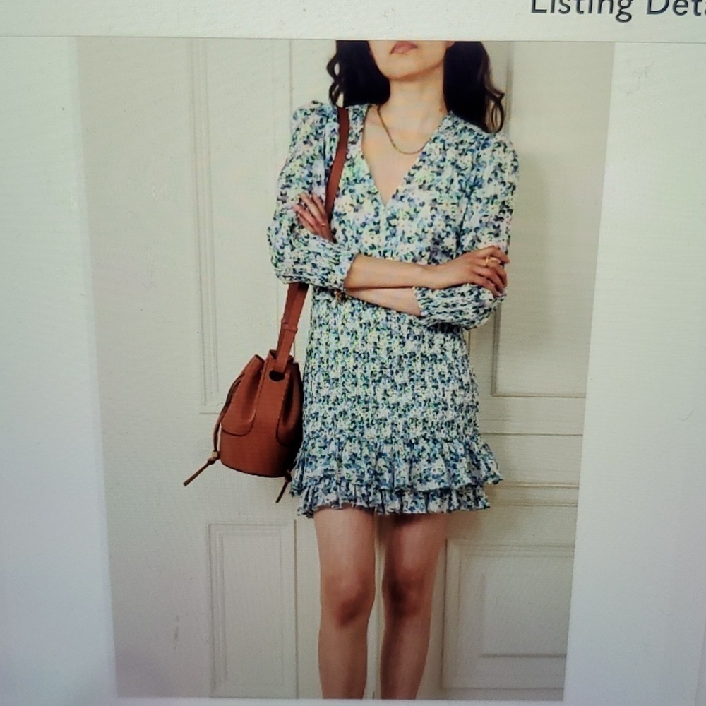 Veronica Beard Darrah Shirred Floral Print Cotton Smocked Mini Dress 6 nwot